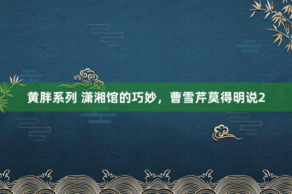 黄胖系列 潇湘馆的巧妙，曹雪芹莫得明说2
